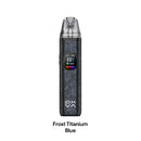 Oxva Xlim Pro 2 DNA vape with digital display on a white background, labeled 'Frost Titanium Blue'.