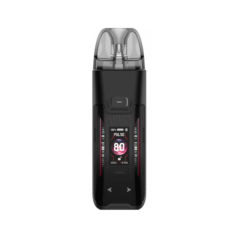 Black Vaporesso Luxe XR Max 2 device with digital display on a white background


