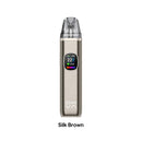 Oxva Xlim Pro 2 DNA vape with digital display on a white background, labeled 'Silk Brown'.