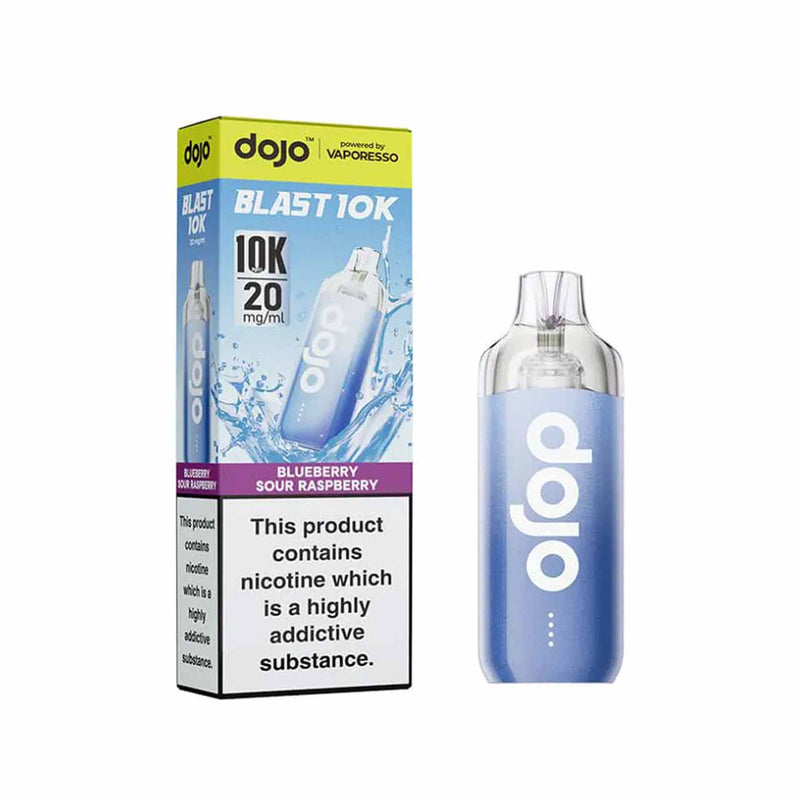 Vaporesso Dojo Blast 10K kit blueberry sour raspberry white background