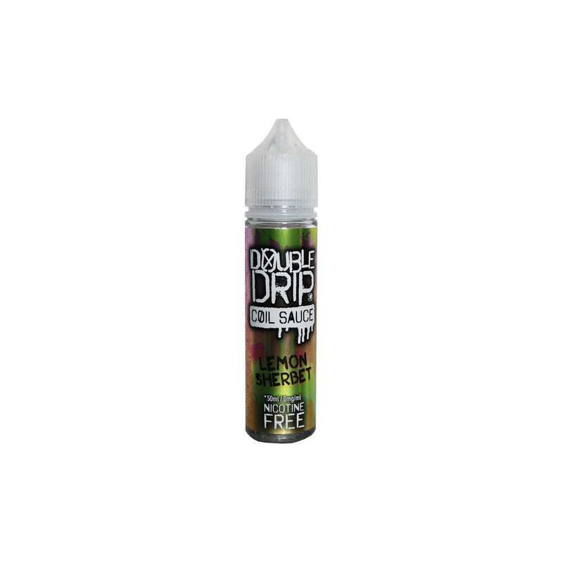 Double Drip Lemon Sherbet vape juice bottle on a white background