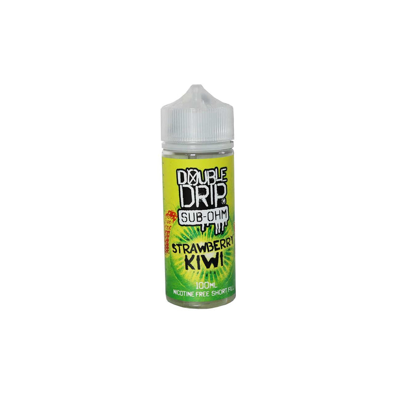 Double Drip Strawberry Kiwi vape juice bottle on a white background