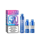 Elf Bar Plus 50 blue edition kit, pods and packaging white background blue edition