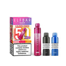 Elf Bar Plus 50 drinks edition kit, pods and packaging white background blue edition