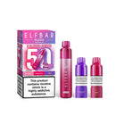 Elf Bar Plus 50 red edition kit, pods and packaging white background blue edition