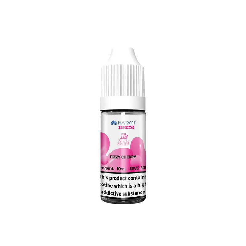 Hayati Pro Max vape juice bottle with fizzy cherry flavour on a white background