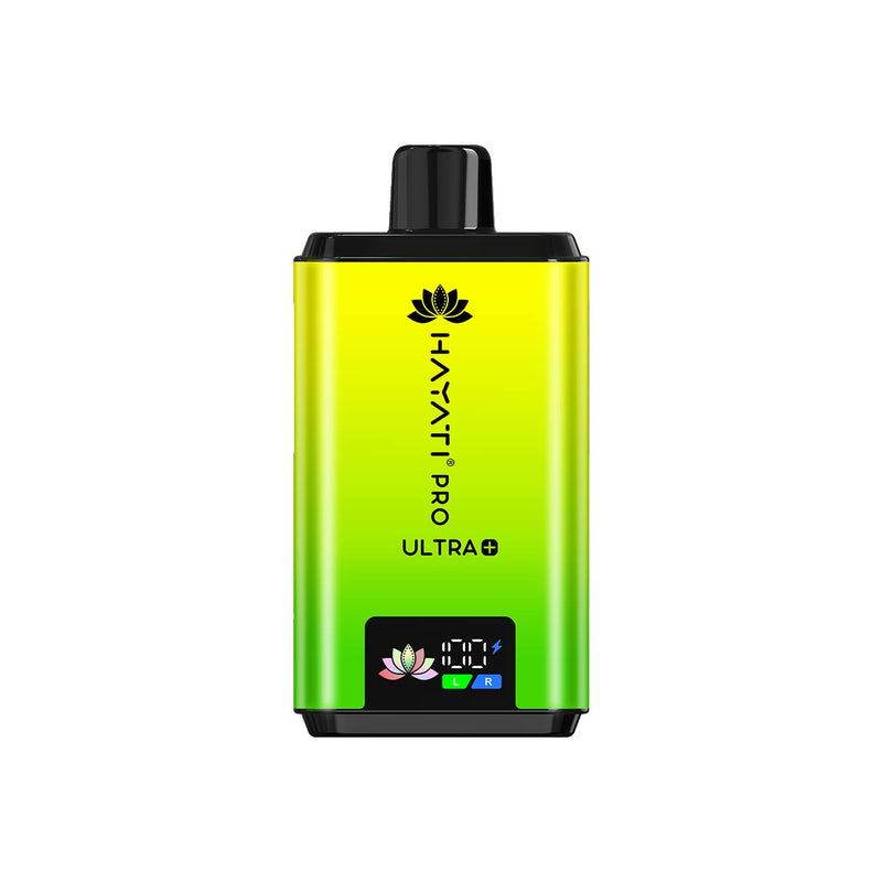 Hayati Pro Ultra Plus vape device with a green and black design on a white background
