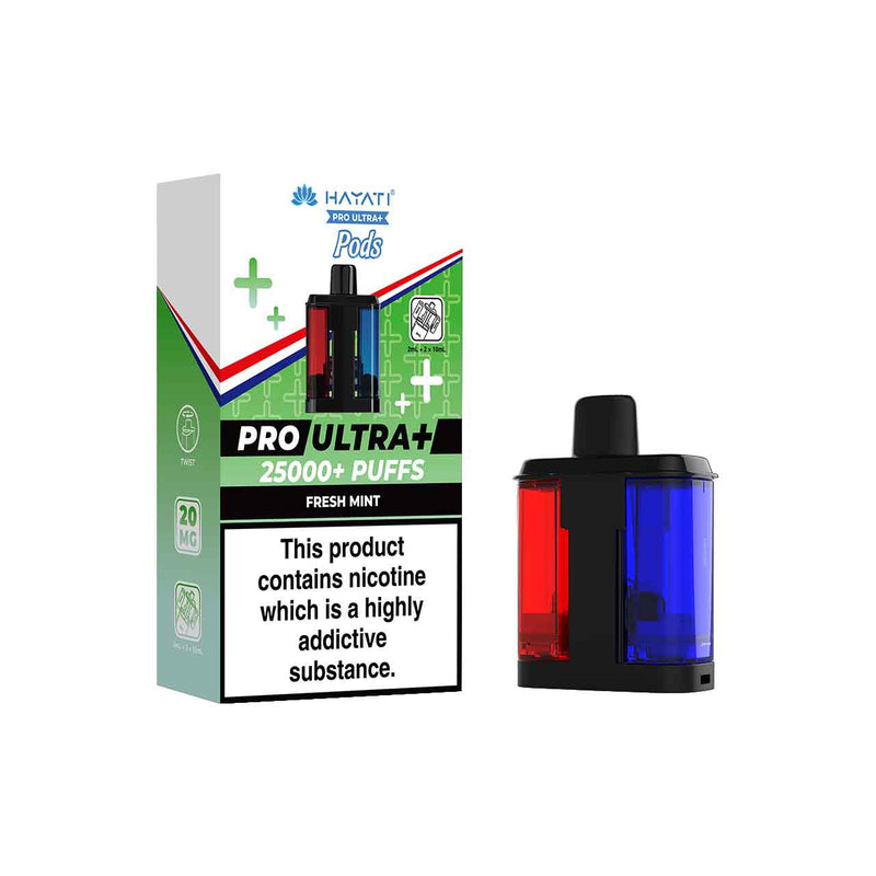 Hayati Pro Ultra Plus Refill Pack and Packaging Fresh Mint White Background