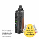 Vaping device with e-liquid bottles on a white background