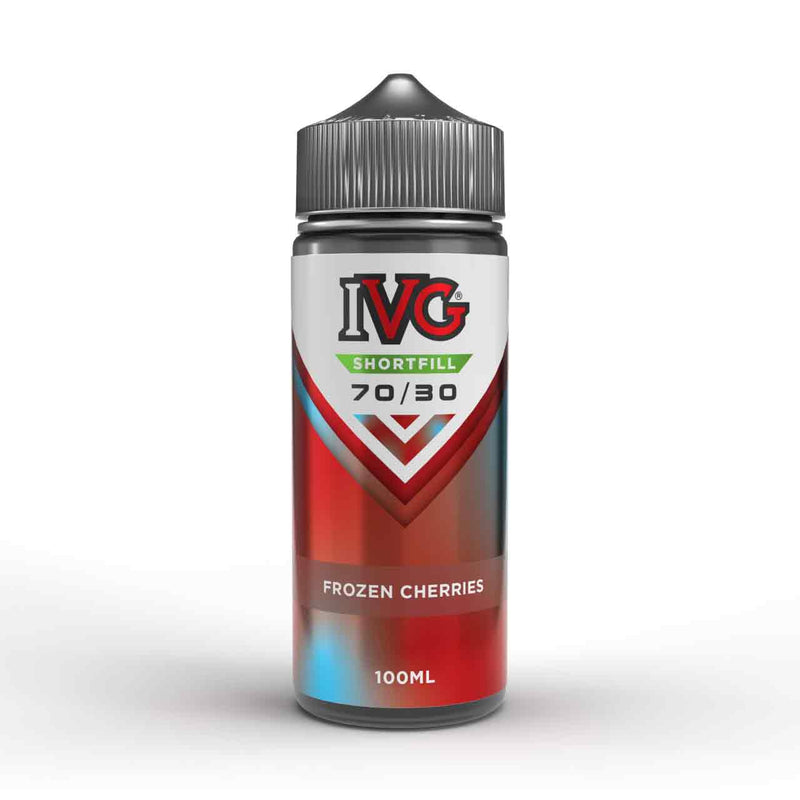 IVG Frozen Cherries shortfill e-liquid bottle on a white background