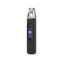 Black leather Oxva Xlim Pro 3 vape device with digital display on a white background