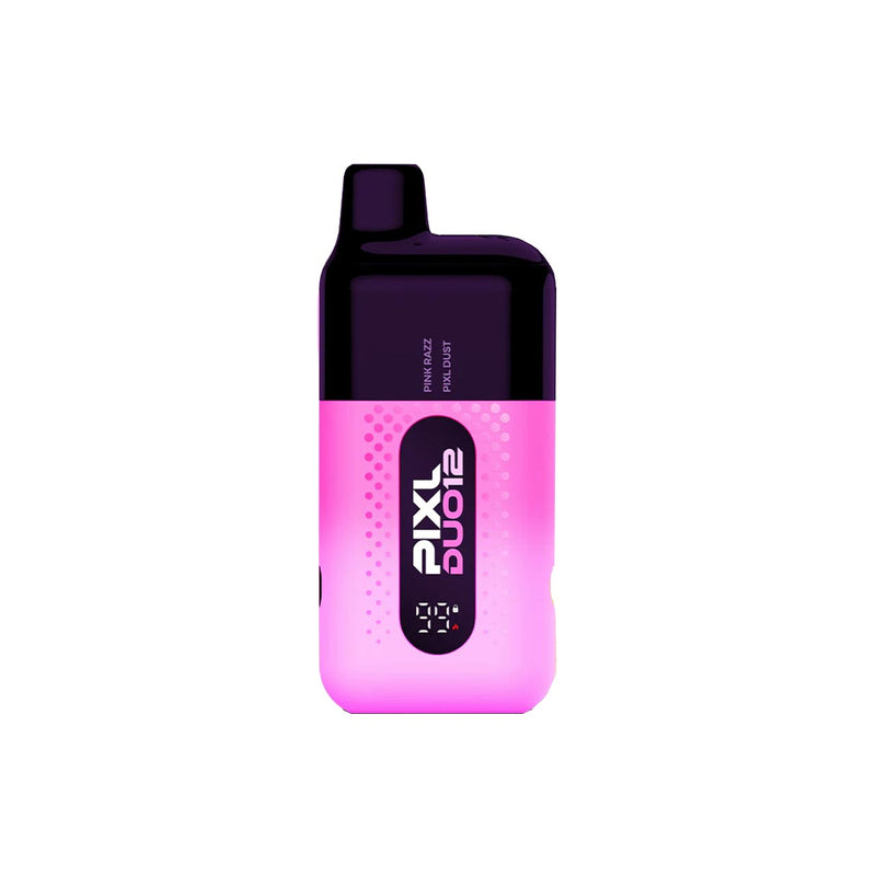 Pink and black Pixl Duo 12 vaping device on a white background