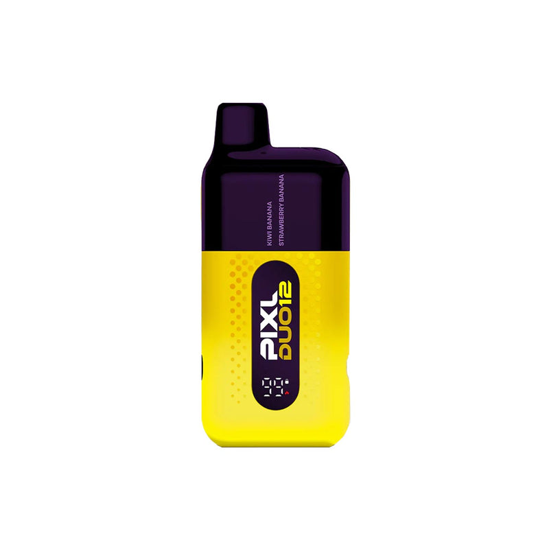 Yellow Pixl Duo 12 vaping device on a white background