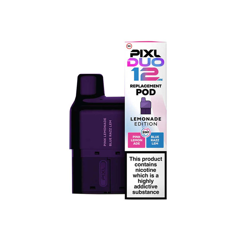 Lemonade edition Pixl Duo 12 replacement pod with packaging on a white background