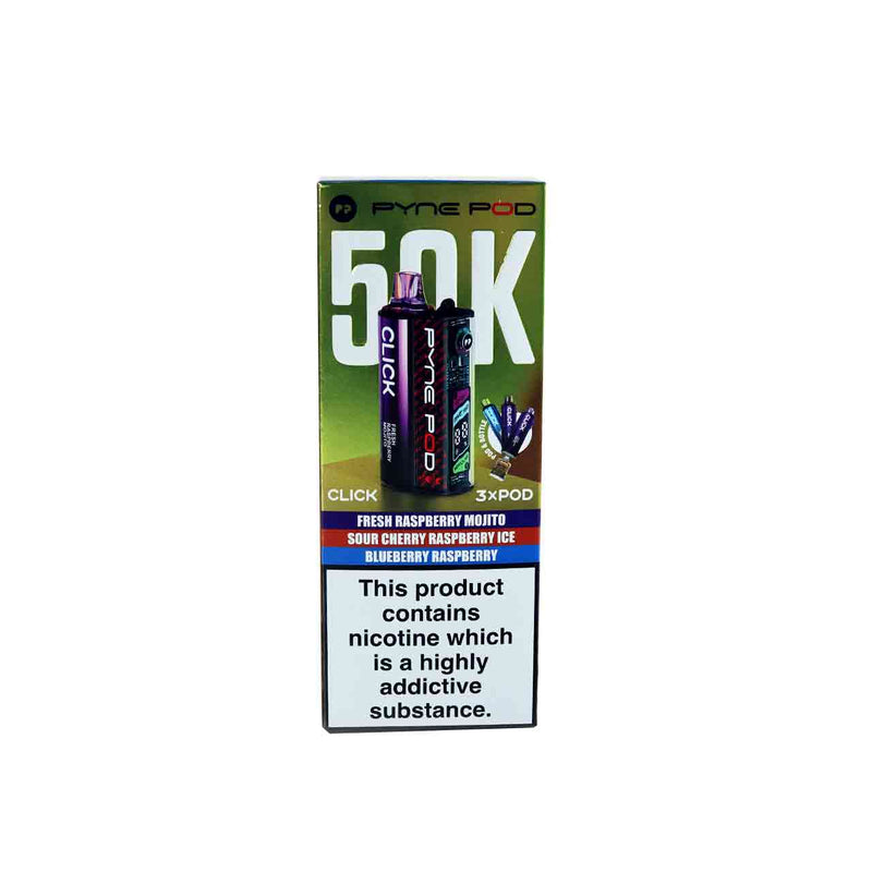 Pyne Pod Click 50K Vape Kit Raspberry Edition on White Background