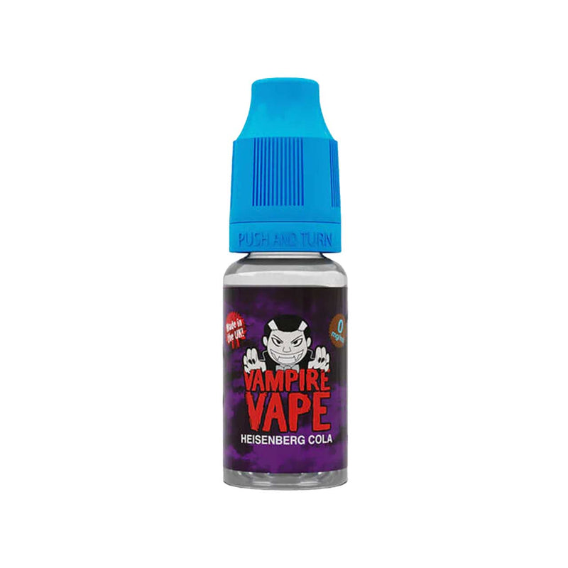 Vampire Vape Heisenberg Cola e-liquid bottle with blue cap on a white background