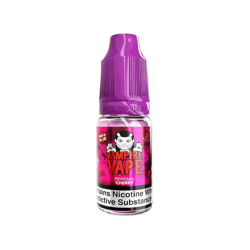 Vampire Vape Pinkman Cherry vape juice bottle on a white background