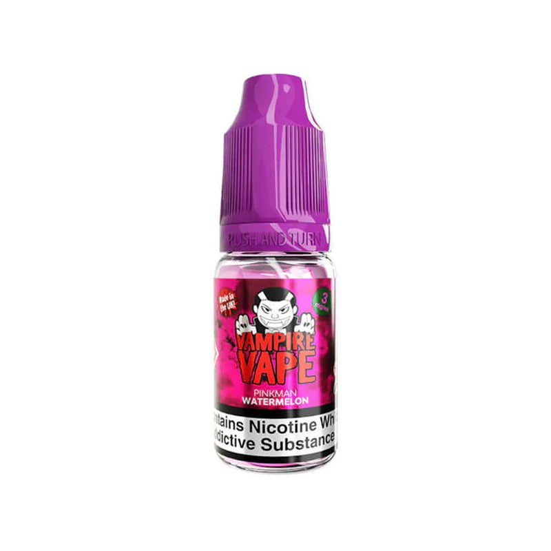 Vampire Vape Pinkman Watermelon vape juice bottle on a white background