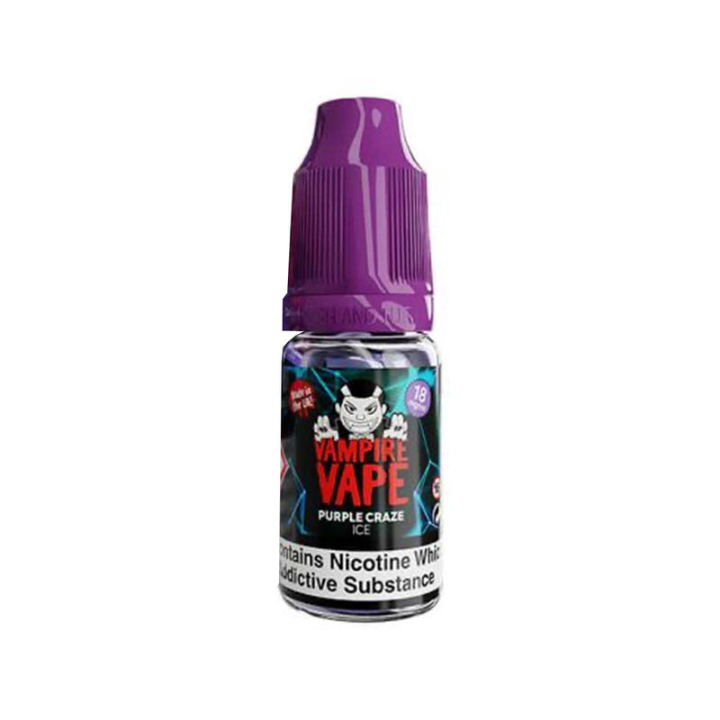 Vampire Vape Purple Craze Ice vape juice bottle on a white background