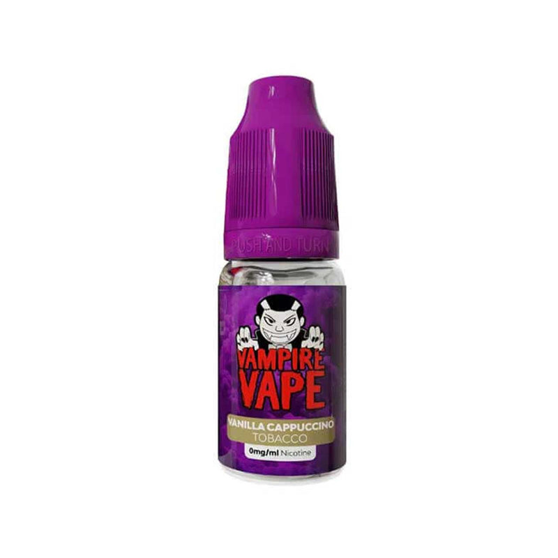 Vampire Vape Vanilla Cappuccino Tobacco e-liquid bottle on a white background