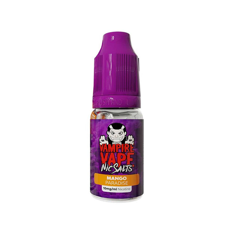 Vampire Vape Nic Salts Mango Paradise e-liquid bottle on a white background