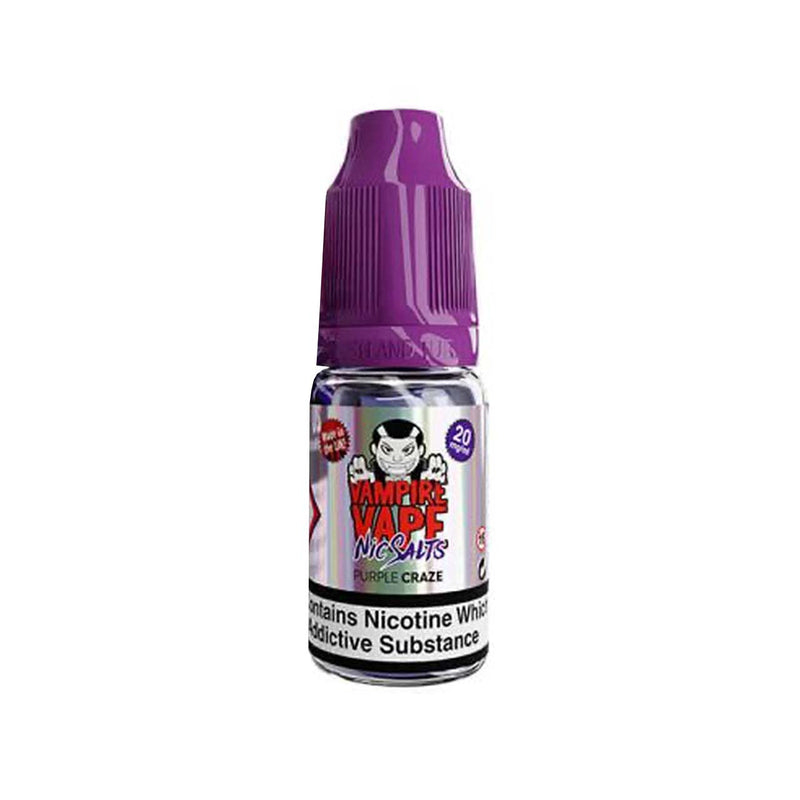 Vampire Vape Nic Salts Purple Craze vape juice bottle on a white background