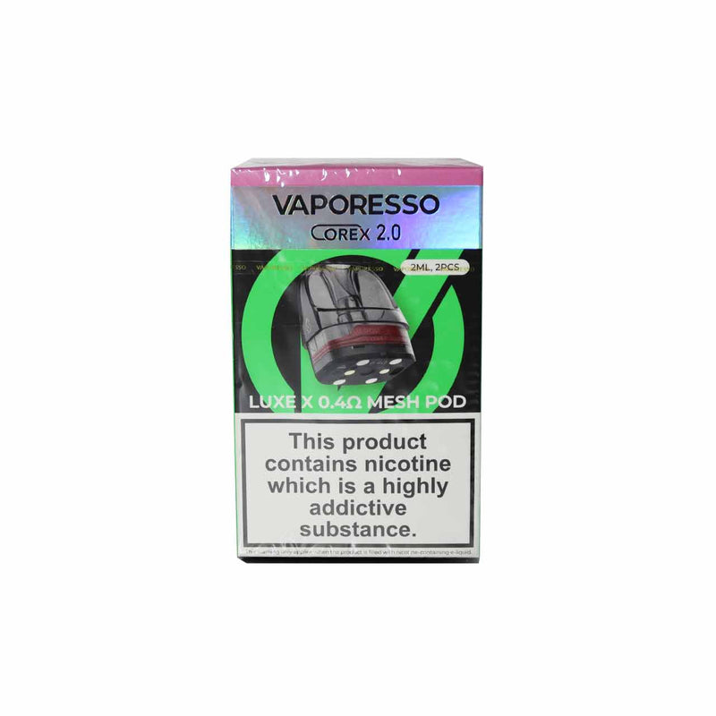 Vaporesso Corex 2.0 (0.4 Ohm) vape pods pack of 2 in packaging on a white background