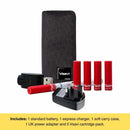 Vape kit with Vsavi branding including battery, charger, case, and cartridges on a white background.