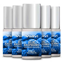 Five bottles of Vsavi Blue Raspberry Platinum E-Liquid on a white background