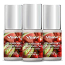 Three bottles of Vsavi Strawberry Watermelon e-liquid on a white background